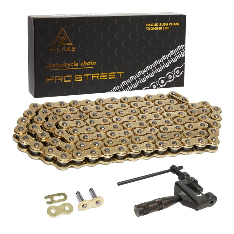 HILAKE 428 Motorcycle Chain 120 Links Non O-Ring with Connecting Master Link and Chain Breaker Heavy Duty Drive Chain for Motorcycle Bicycle Go Kart Mini Trail Bike - Image 1